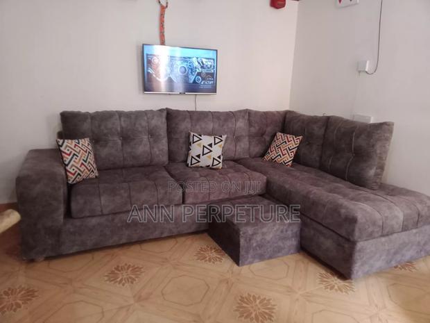 5-Seater Gray L-Shaped Sofa - thumbnail 4
