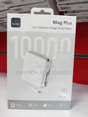 WiWU 3-in-1 Magnetic Wireless Power Bank With Built-in Cable 10000mAh