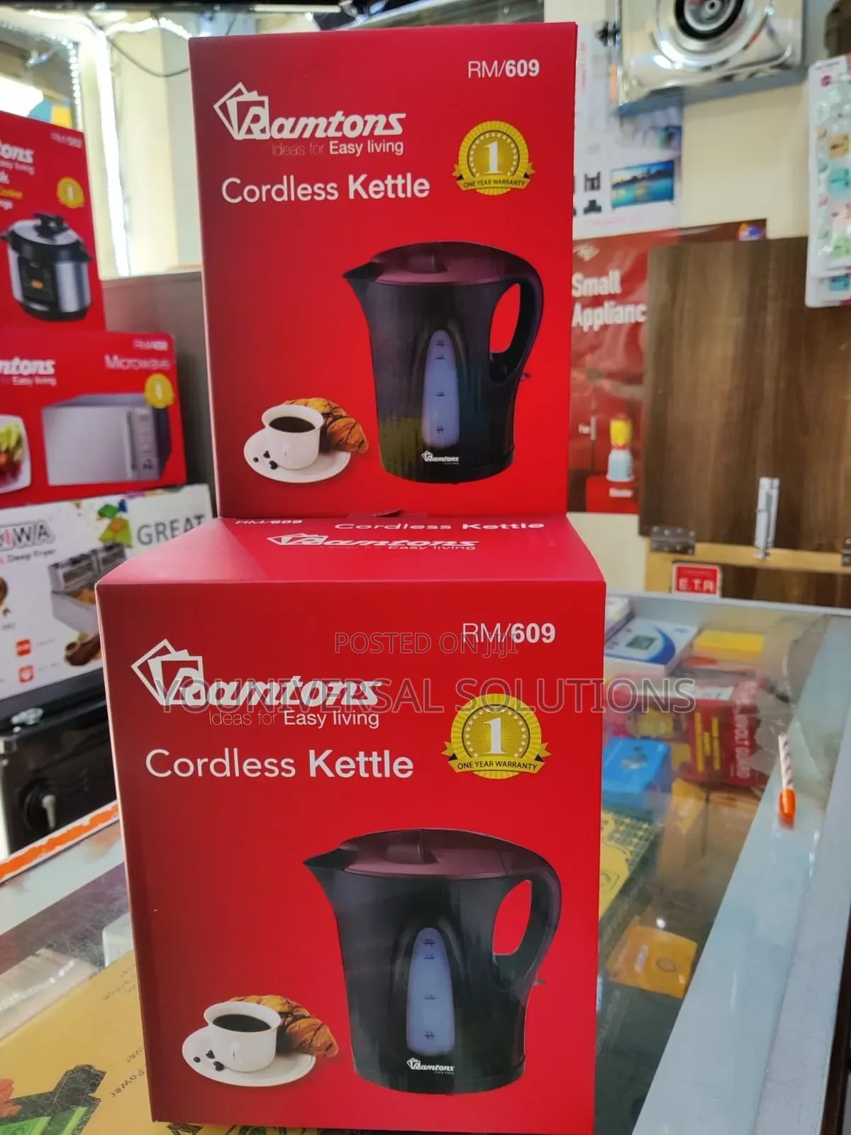 Ramtons RM/609-cordless Electric Kettle 1.7 Litres- Black Red