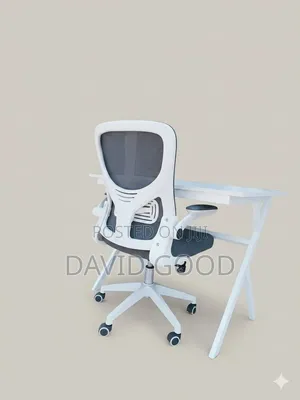 Grey White Swivel Chair and Office Table