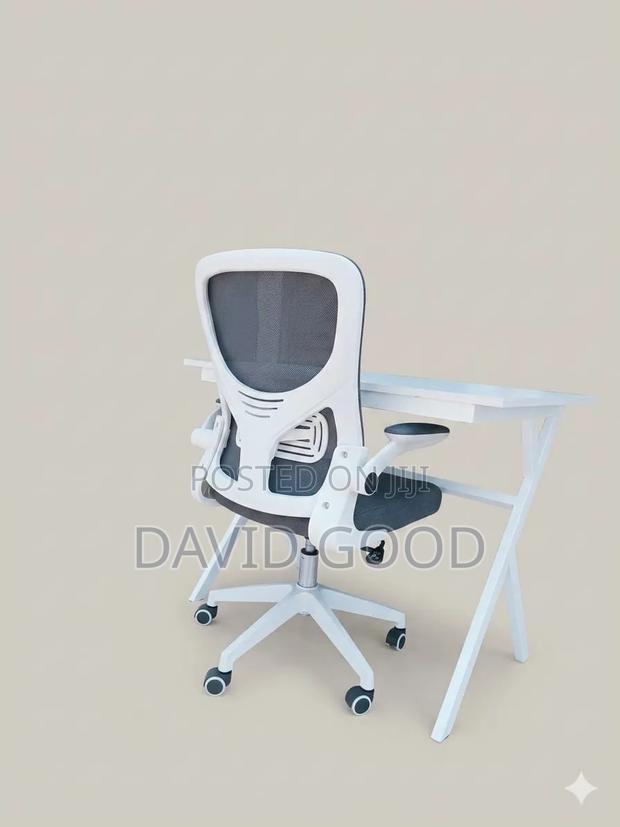 Grey White Swivel Chair and Office Table