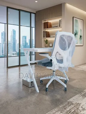 Grey White Swivel Chair and Office Table