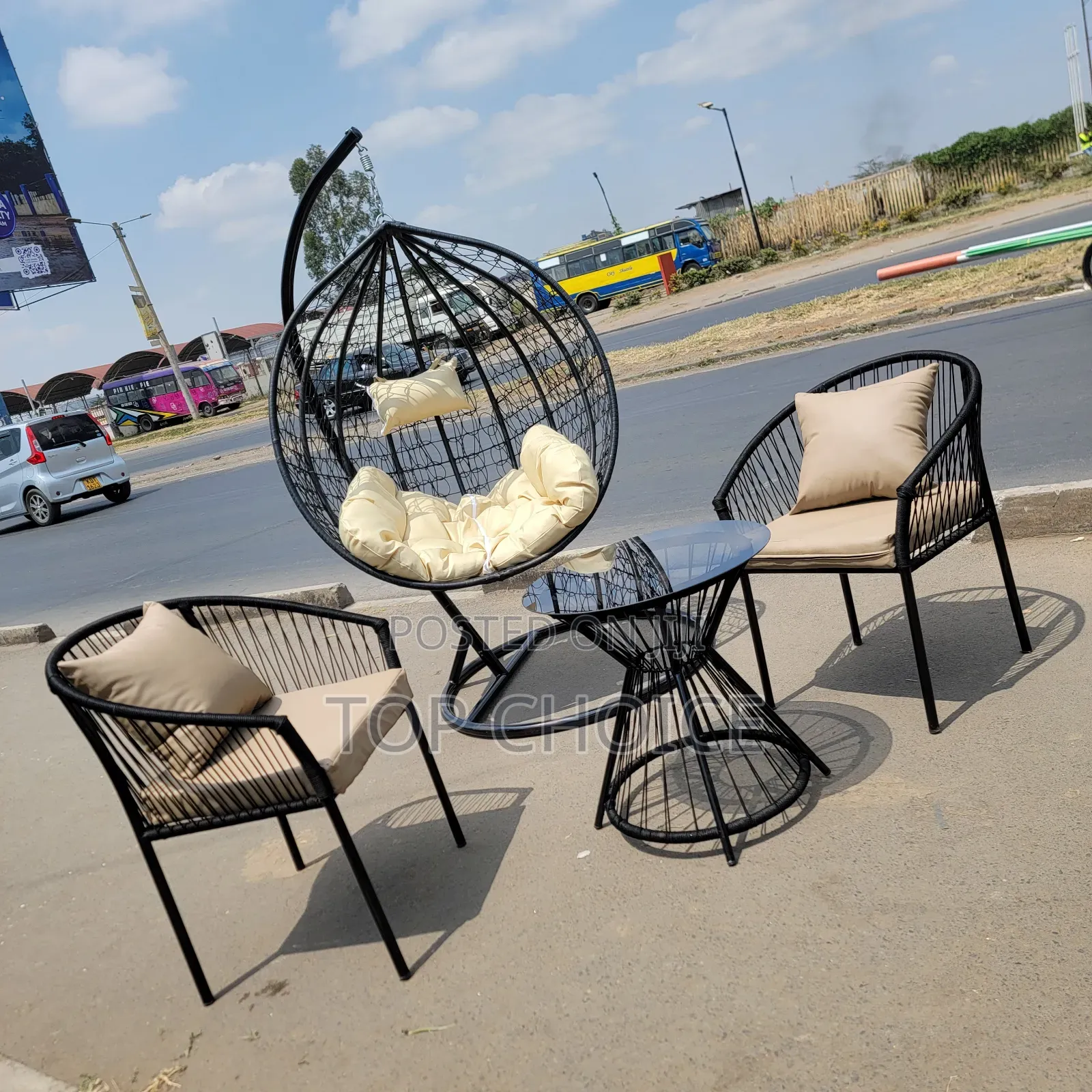 Premium Balcony Swing With Patio Set