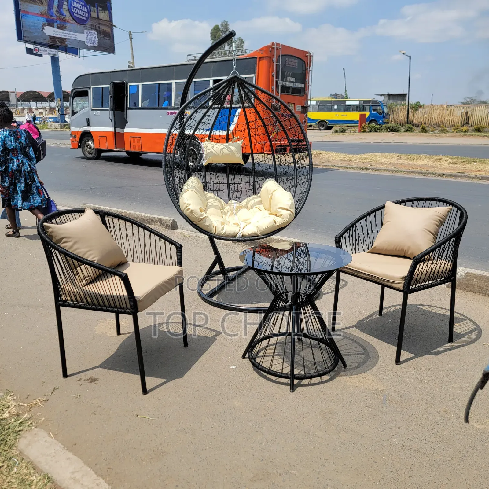 Modern Outdoor Patio Furniture Set With Hanging Egg Chair