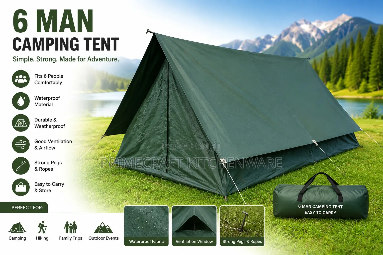 6 Man Camping Tent for Hire in Kenya | Waterproof Outdoor Shelter