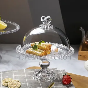 Glass Base Acrylic Cover Household Fruit or Snack Plate Food Cover
