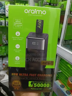 Oraimo PowerJet 501 85W 50,000mAh Power Bank for Phones and Laptops.
