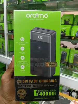 Oraimo PowerBox 400 Vision 40000mAh 22.5W Power Bank in Black.