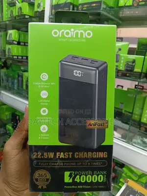 Oraimo PowerBox 400 Vision 40000mAh 22.5W Power Bank in Black.