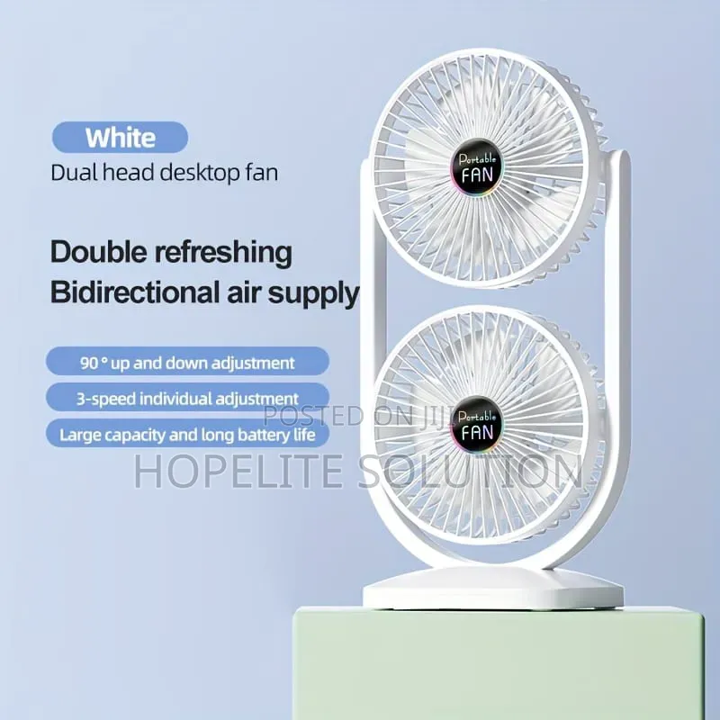 Vertical Double Head 3 Speed Rechargeable Duo Turbo Fan