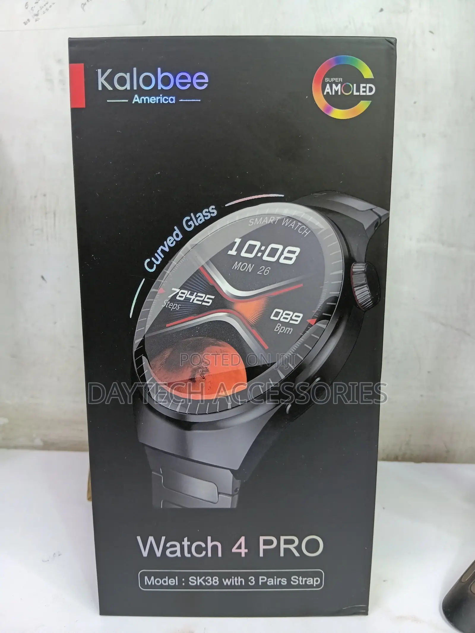 Kalobee SK38 Watch 4 Pro Smartwatch With 3 Strap - Black