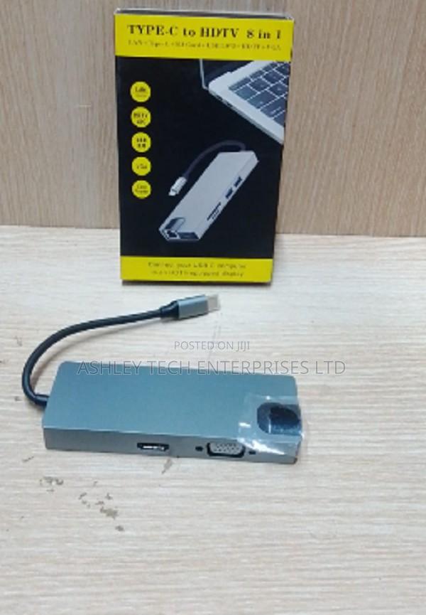 Type-C Multiport 8-in-1 Hub With HDMI, USB 3.0, RJ45, SD/TF Reader