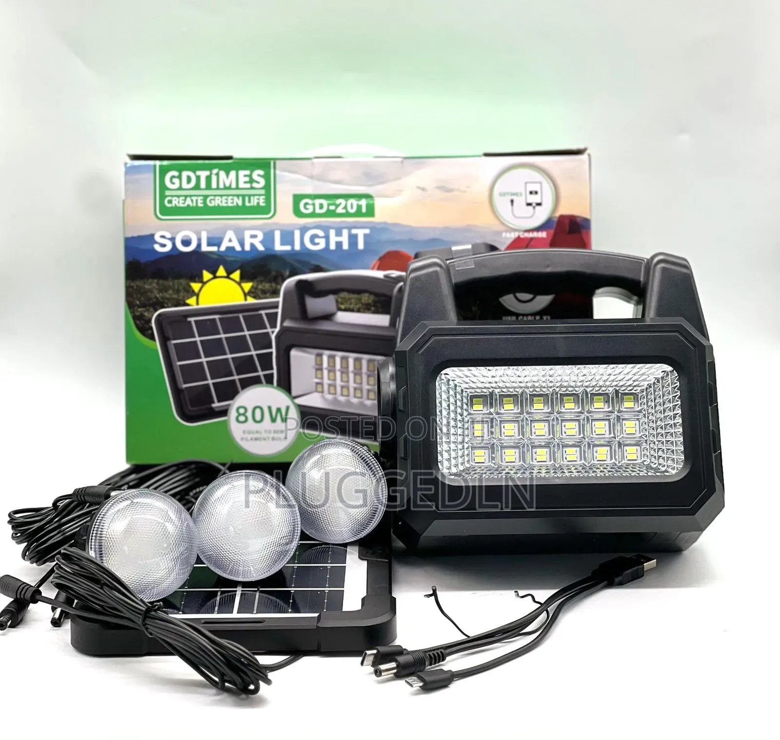 Solar Lamp.with 3 LED Bulbs.