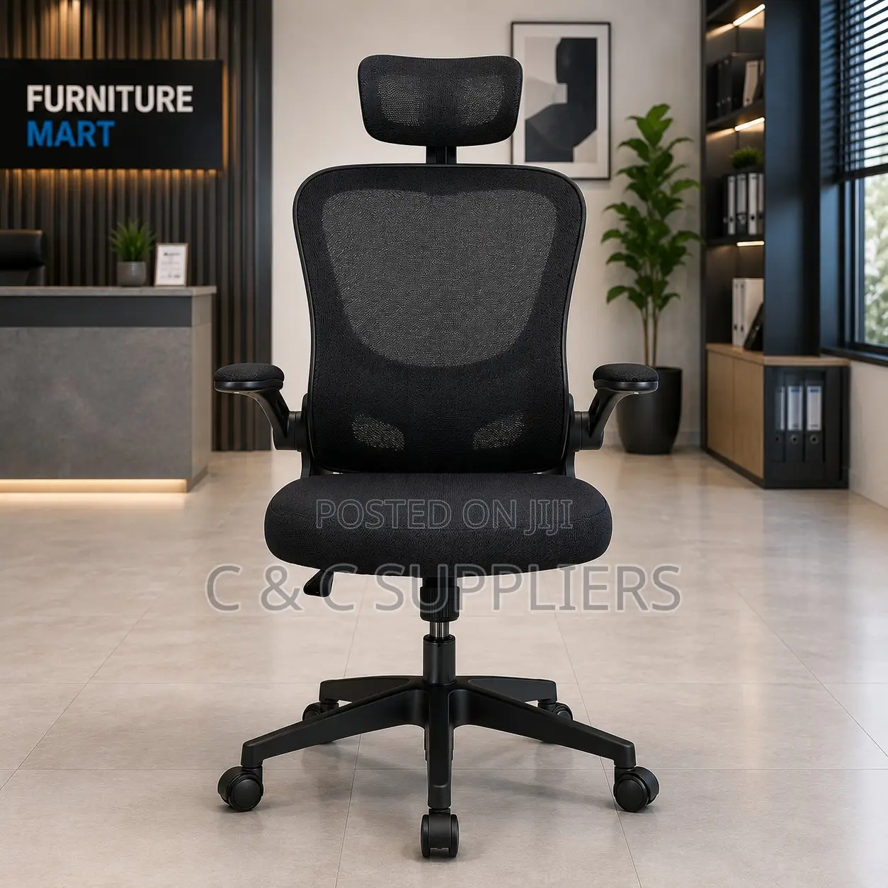 Ergonomic Home Mesh Chair With Flip Arm's.