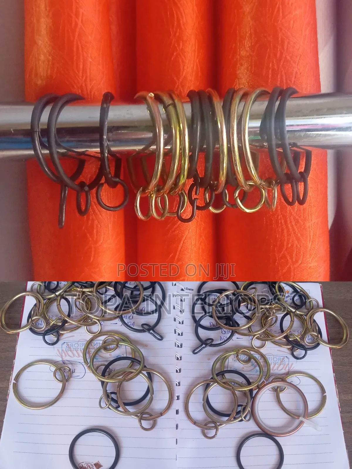 Brown DRAPERY METAL CURTAIN RINGS Without Plastic Rubber