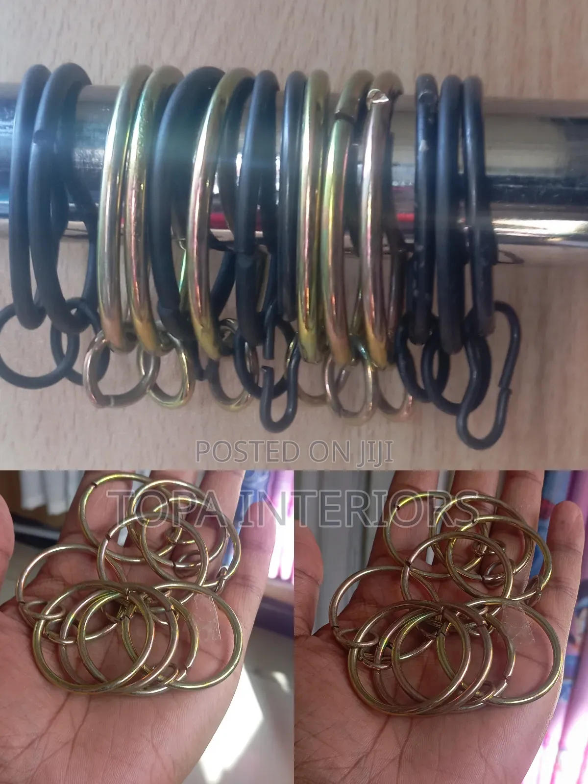 Brown DRAPERY METAL CURTAIN RINGS Without Plastic Rubber