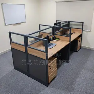 Brown 4-Seater Workstation