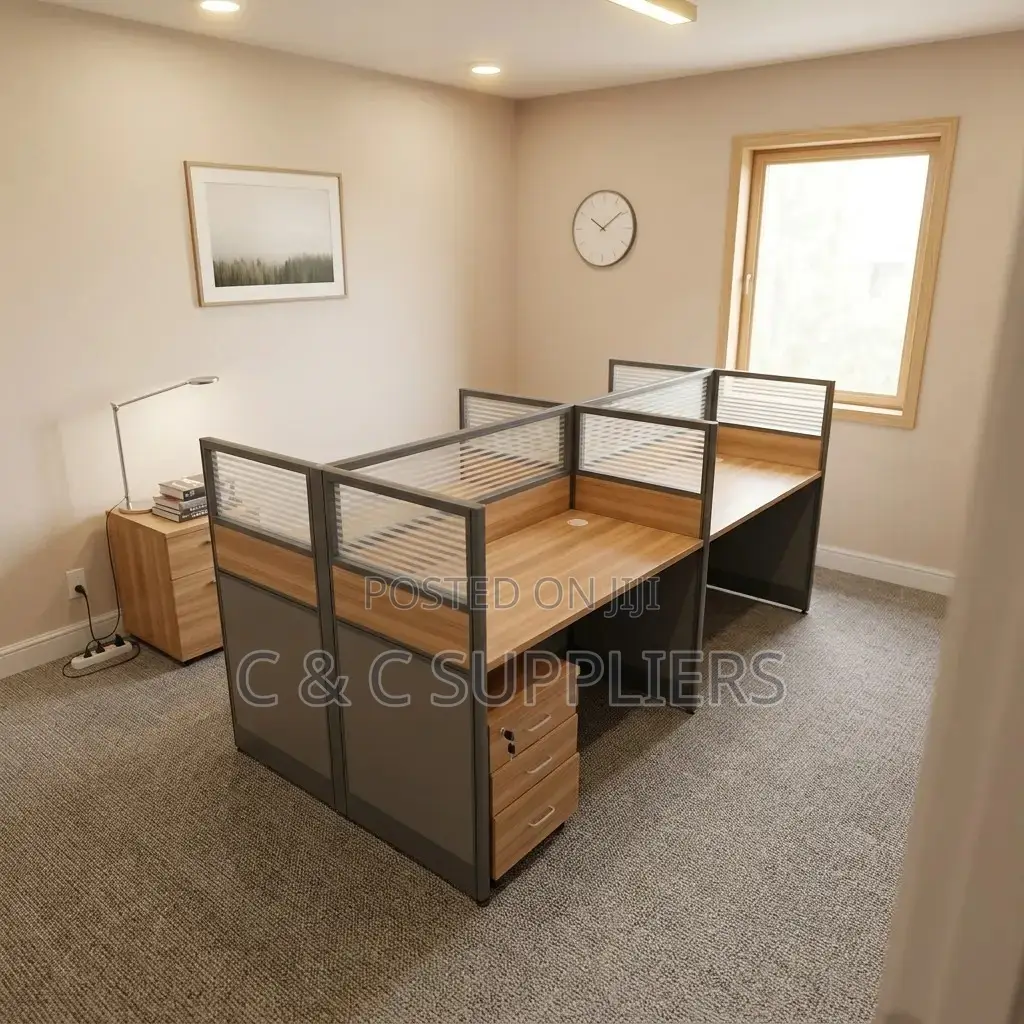 Brown 4-Seater Workstation