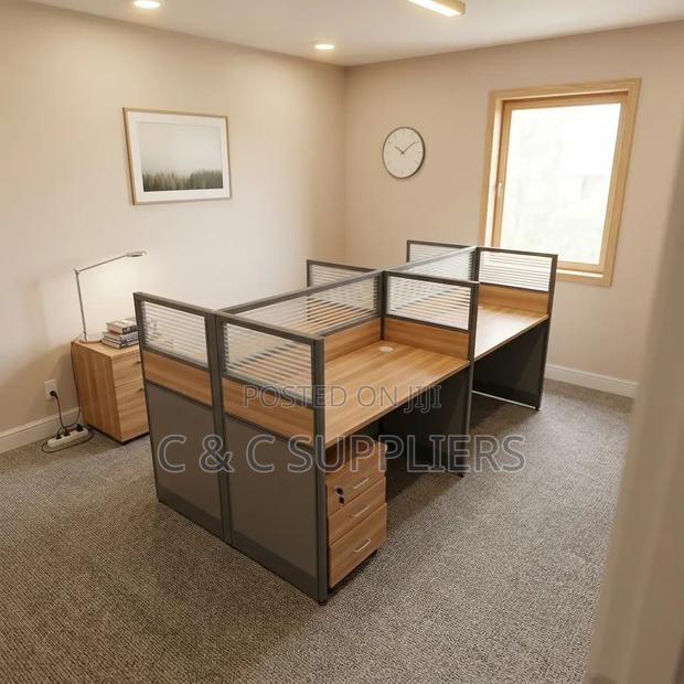 Brown 4-Seater Workstation - thumbnail 2
