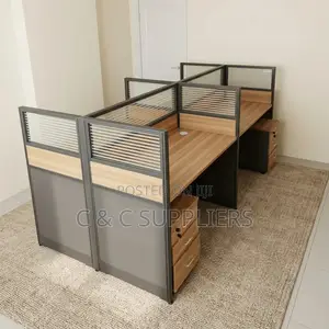 Brown 4-Seater Workstation
