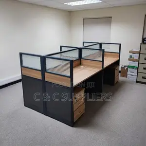 Brown 4-Seater Workstation