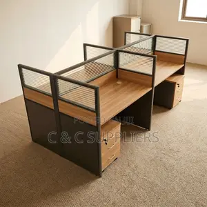 Brown 4-Seater Workstation