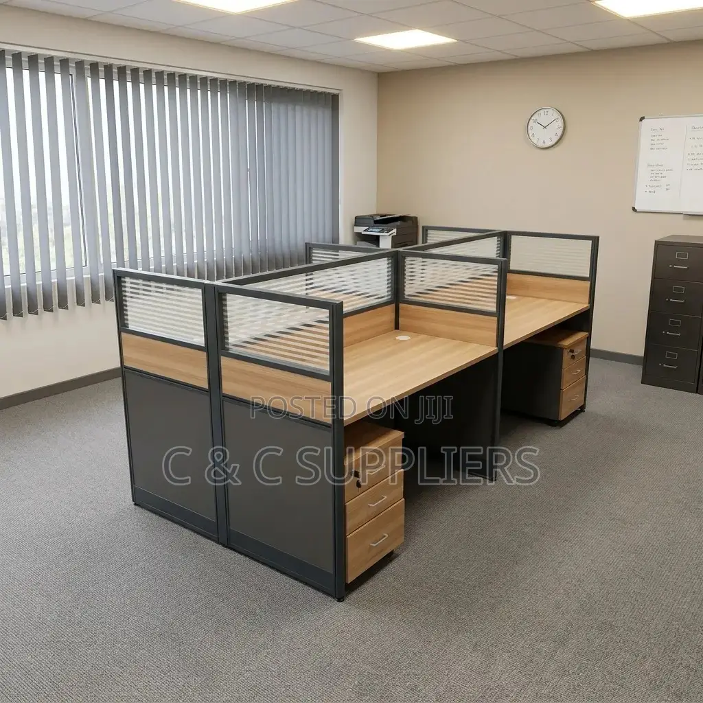 Brown 4-Seater Workstation
