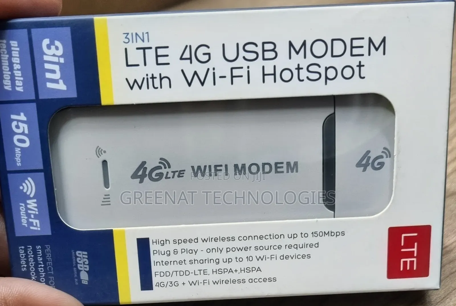 Lte 4g USB Modem With Wi-Fi Hotspot 3in1 Modem Router Hotspot