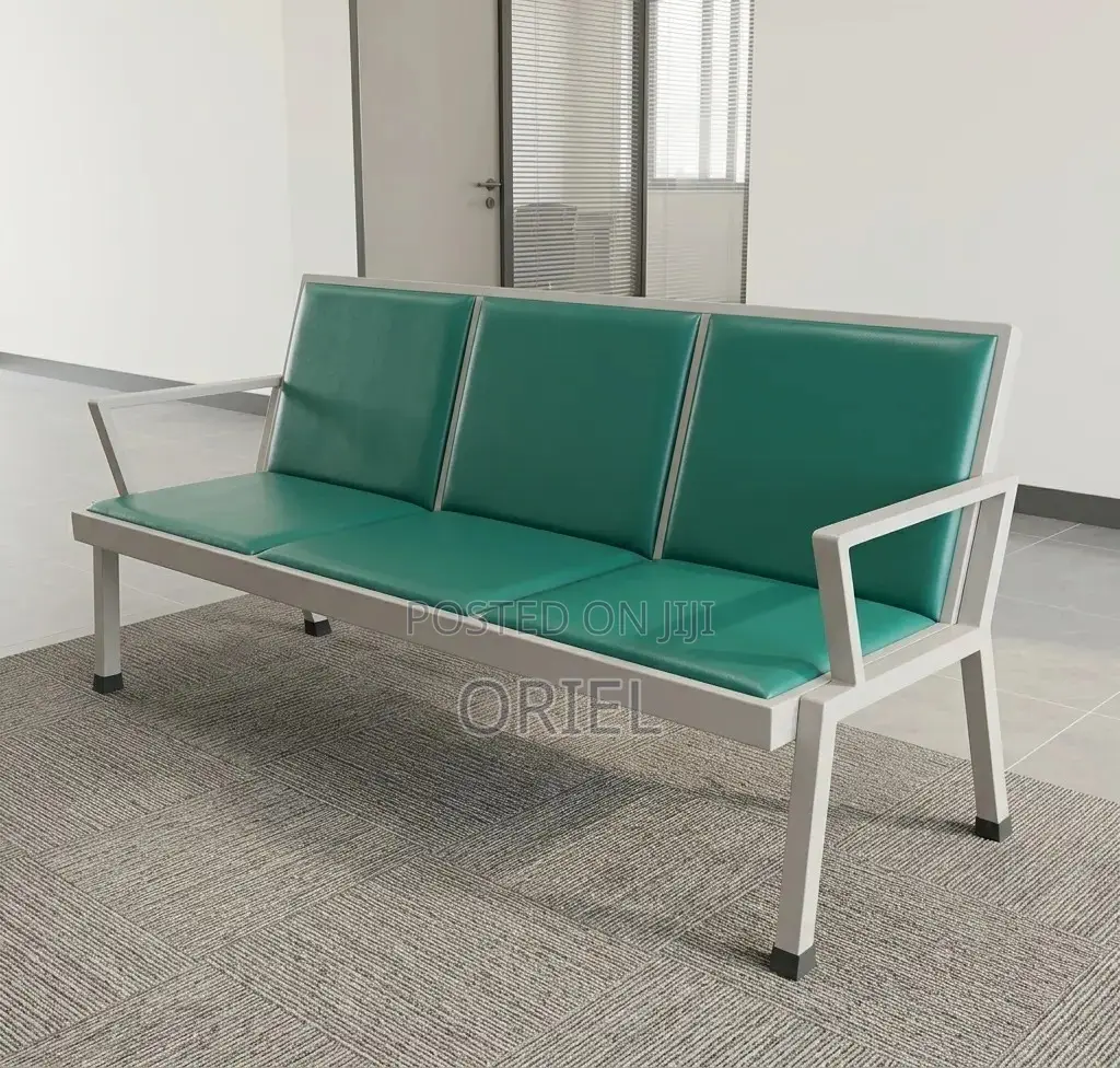 Office Bench : 3-Seater Heavy-Duty Padded Office Waiting Bench
