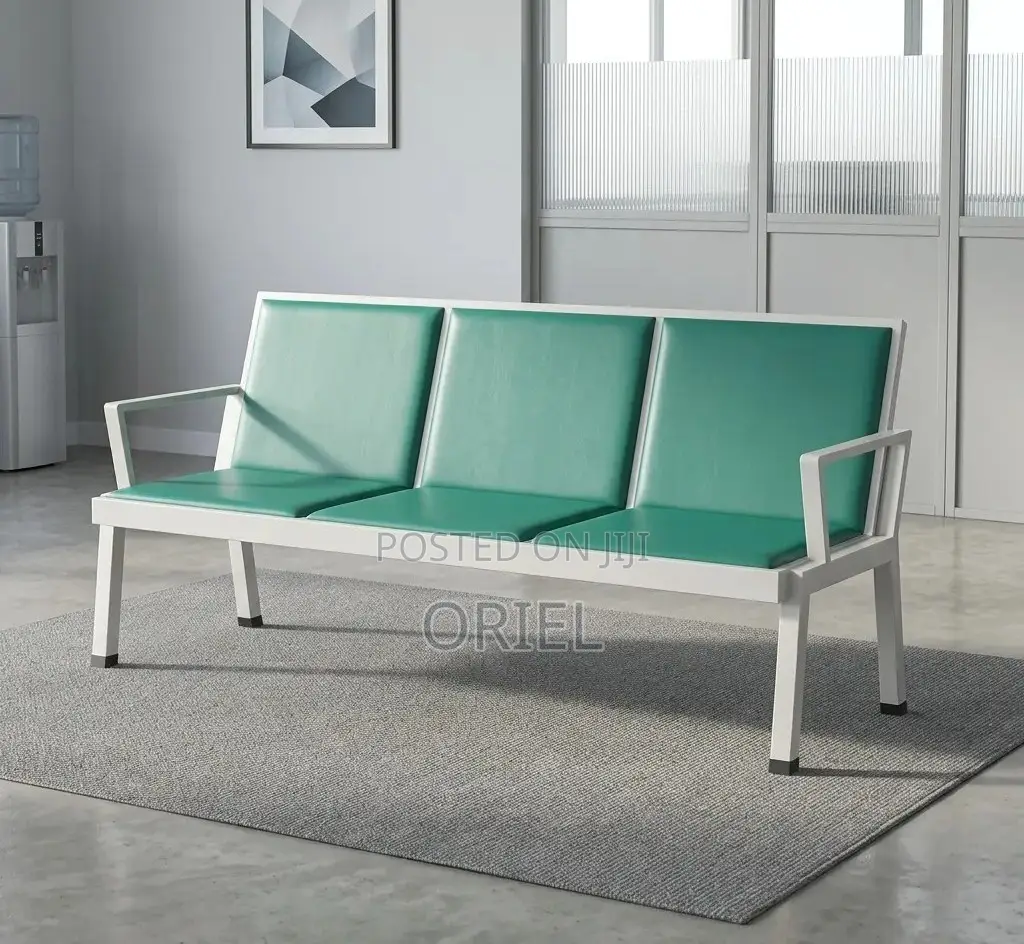 Office Bench : 3-Seater Heavy-Duty Padded Office Waiting Bench