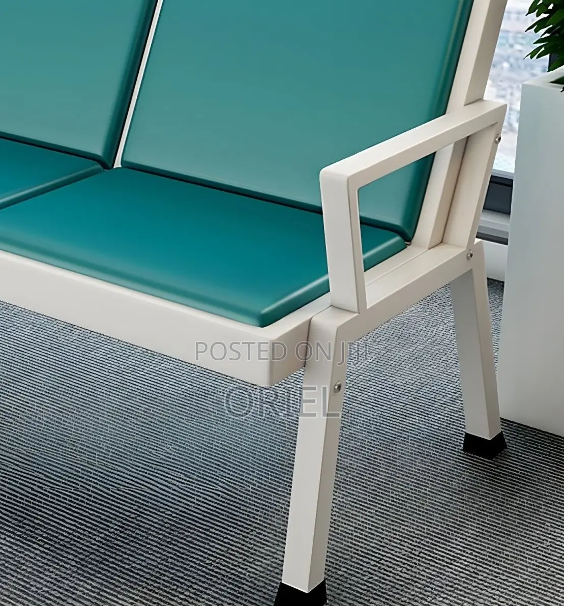 Office Bench : 3-Seater Heavy-Duty Padded Office Waiting Bench