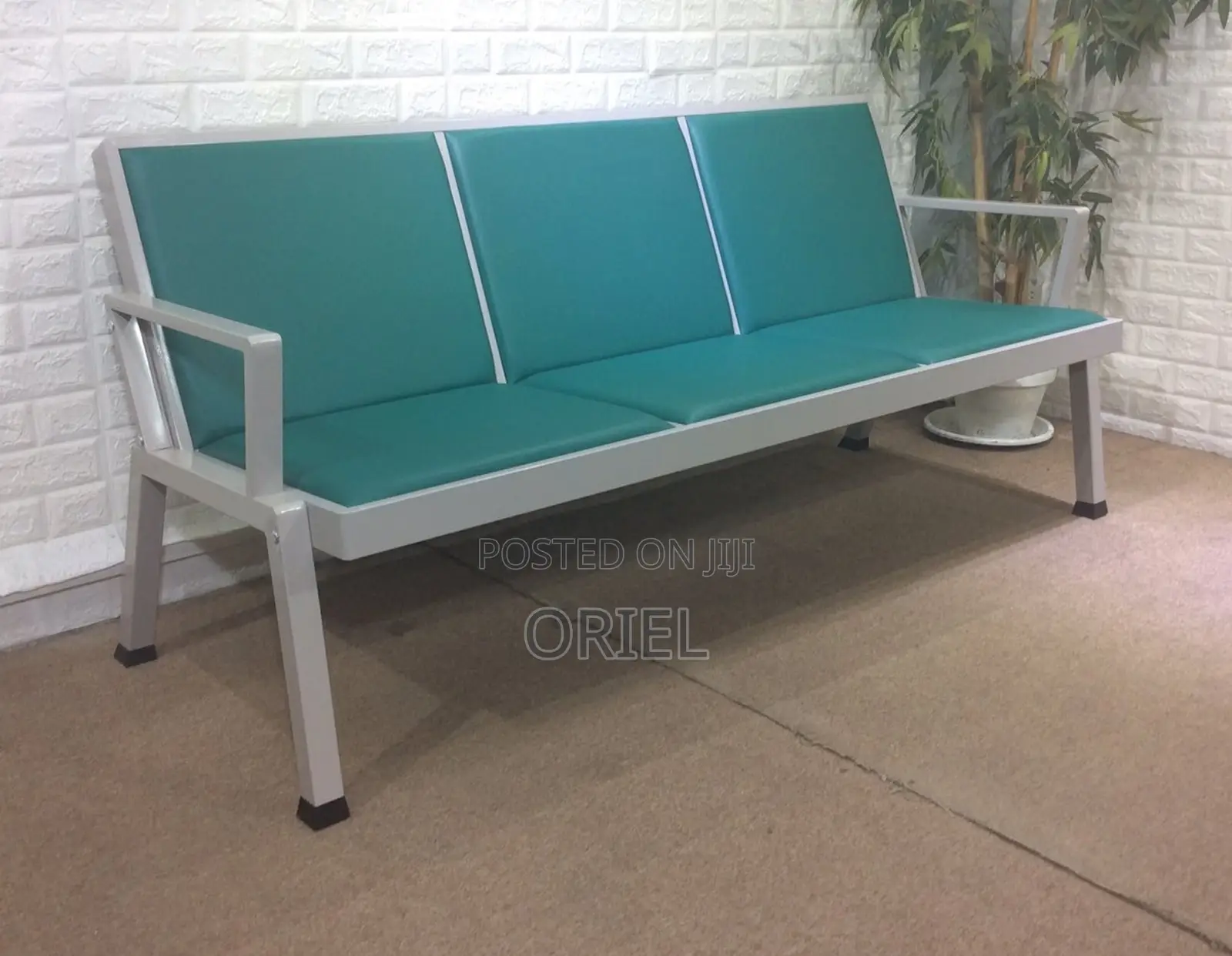 Office Bench : 3-Seater Heavy-Duty Padded Office Waiting Bench