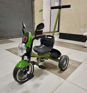 Heavy Duty Motorcycle-Style Tricycle With Music and Push Handle