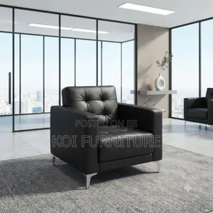 Office Sofa; 1-Seater Reception Office Meeting Sofa (Black)