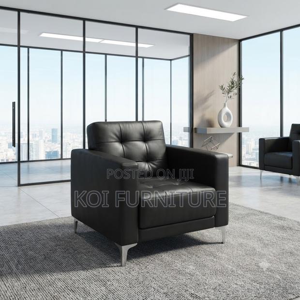 Office Sofa; 1-Seater Reception Office Meeting Sofa (Black)