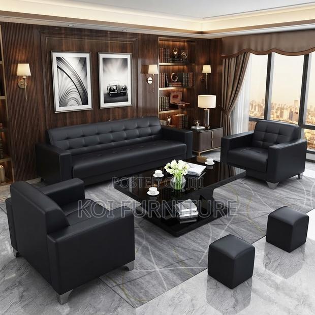 Office Sofa; 1-Seater Reception Office Meeting Sofa (Black) - thumbnail 2
