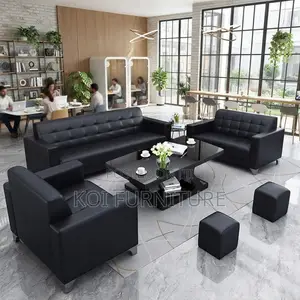 Office Sofa; 1-Seater Reception Office Meeting Sofa (Black)