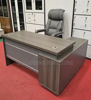 1.4M L-Shaped Desk and Leather Chair