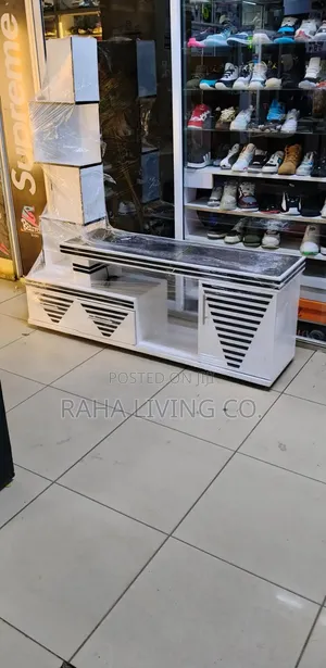 TV Stand With LED Lights | Black White | Built-in Decor