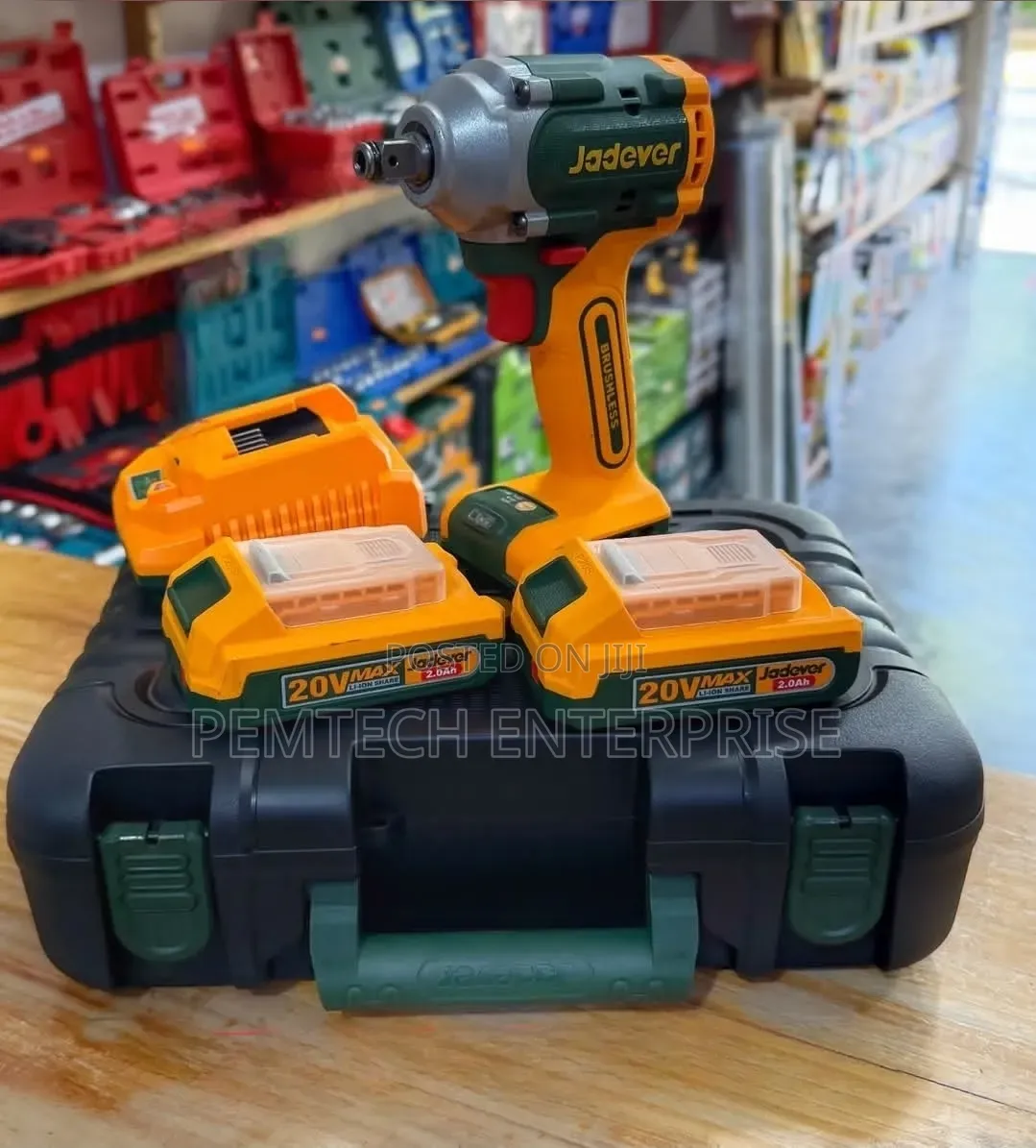 Jadever 20V Max Cordless Brushless Impact Wrench Kit.