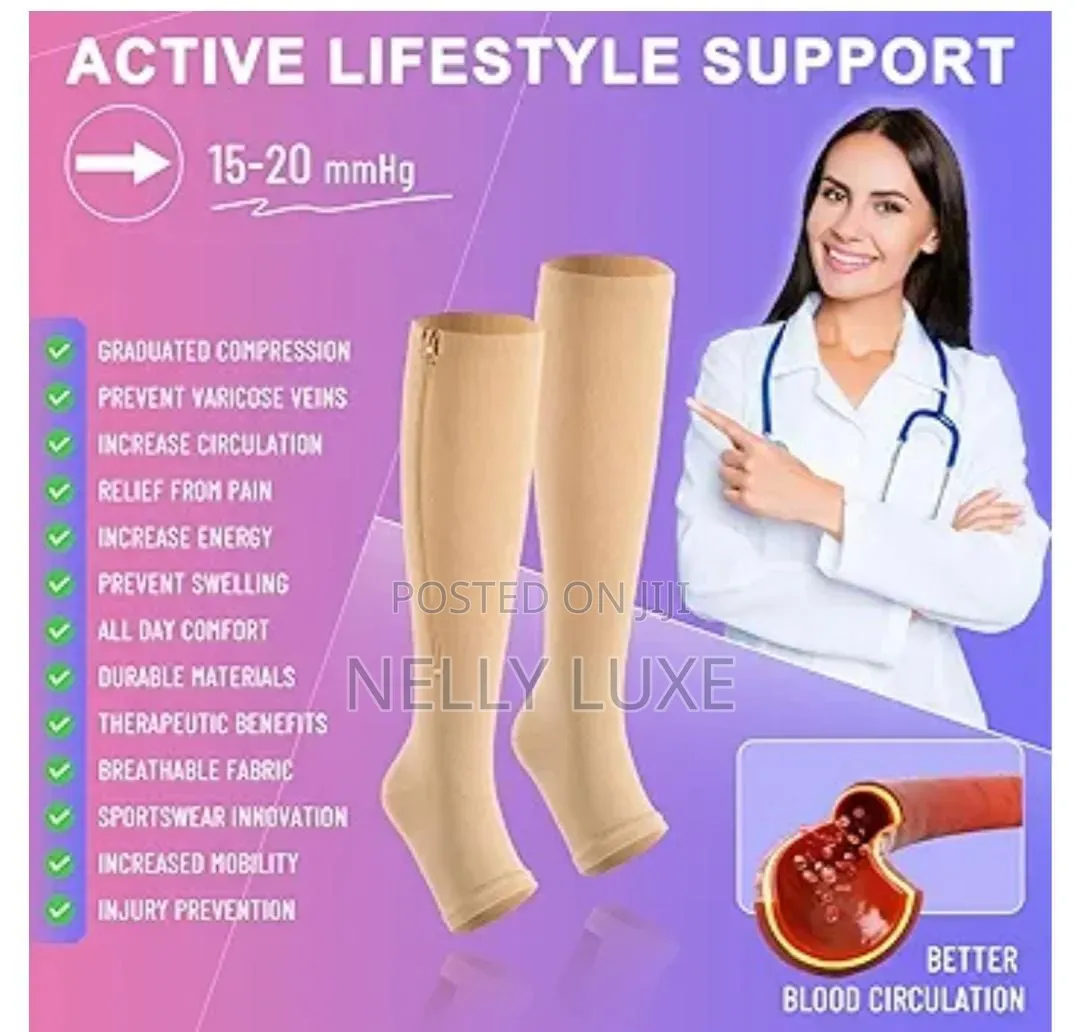 Long Zipper Compression Socks Open Toe