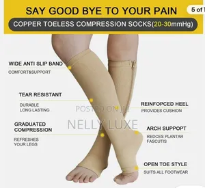 Long Zipper Compression Socks Open Toe