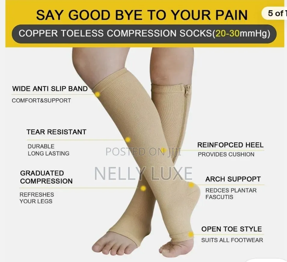 Long Zipper Compression Socks Open Toe