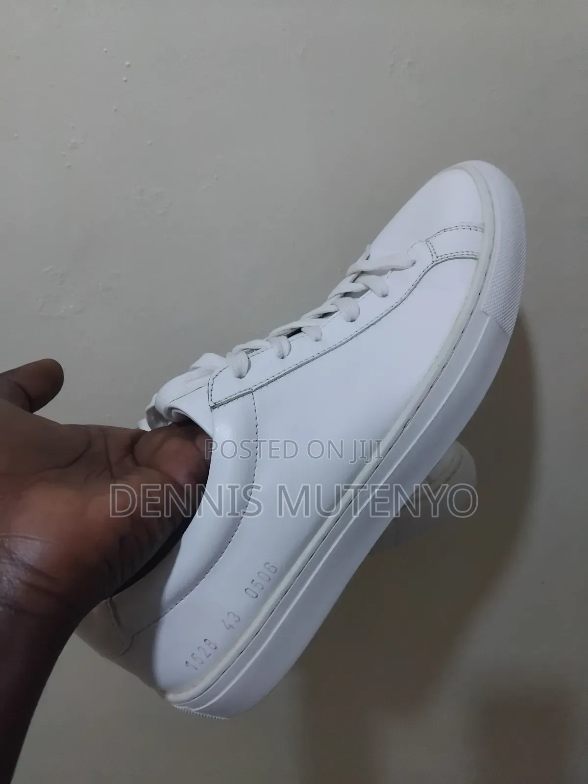 Mens Semi Casual White Genuine Leather Sneakers Size 9/43