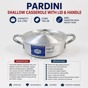 Pardini Sufuria Shallow Casserole 6L With Lid