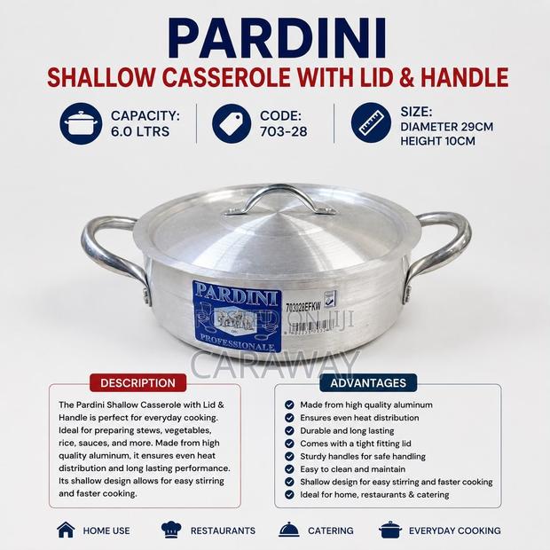 Pardini Sufuria Shallow Casserole 6L With Lid - thumbnail 3