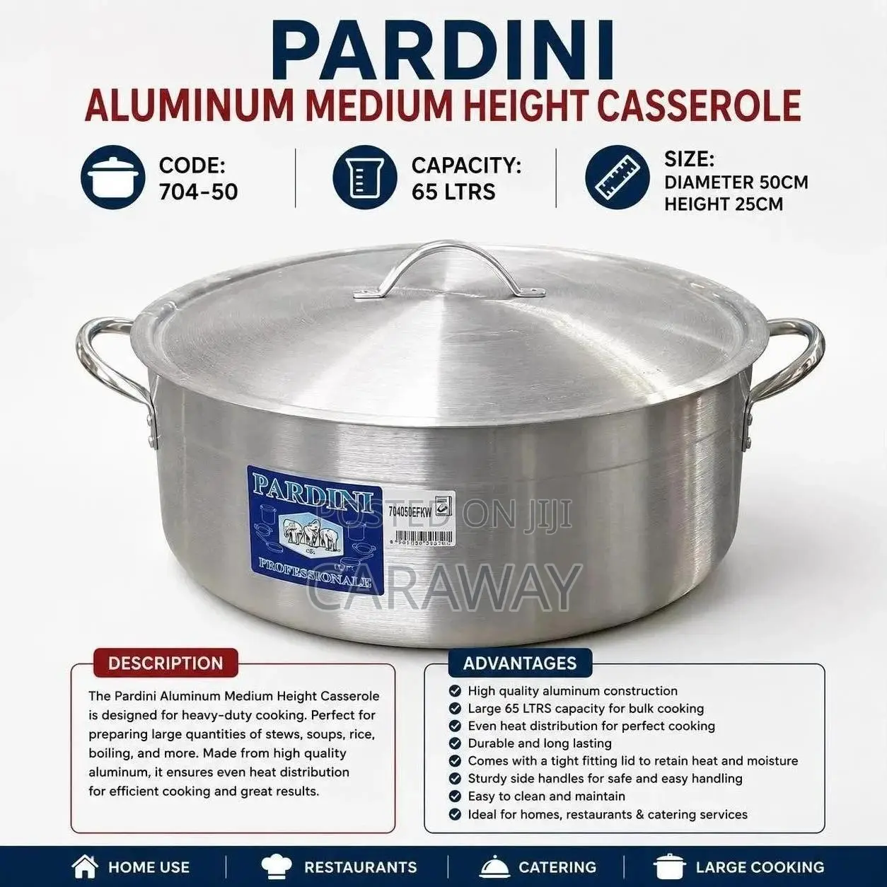 Pardini Sufuria Shallow Casserole 6L With Lid