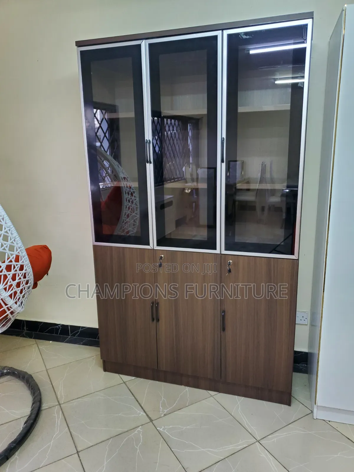 3-Door Wooden Filing Cabinet