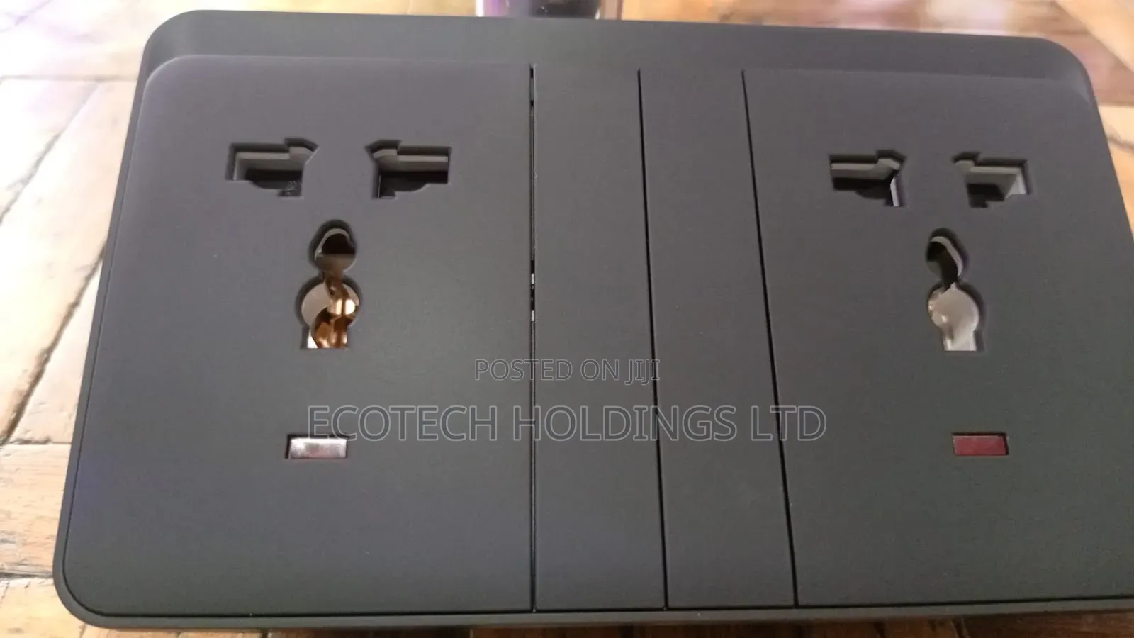 Linear Black Executive Twin Socket With Long Gang H3p