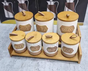 Canister Set With Wooden Stand